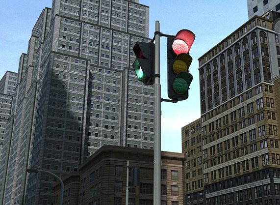Trafik Işıkları Geçiş Öncelik Sistemi 3D Animasyonu<br/><br/>